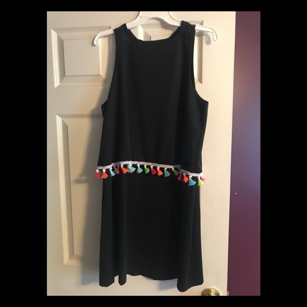 Black dress with tassels